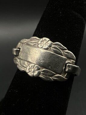 Vintage WWII Forget-Me-Not Sweetheart Sterling Silver Ring BLANK Size 5.25